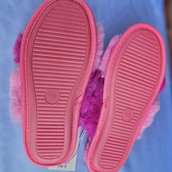 Pink and Purple Fuzzy Slippers - Picture 5 of 5